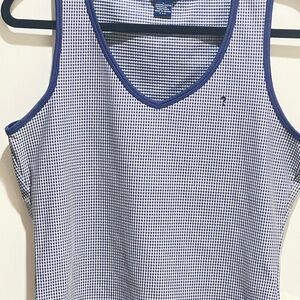 Blue and White Checkered Tank Top GUESS